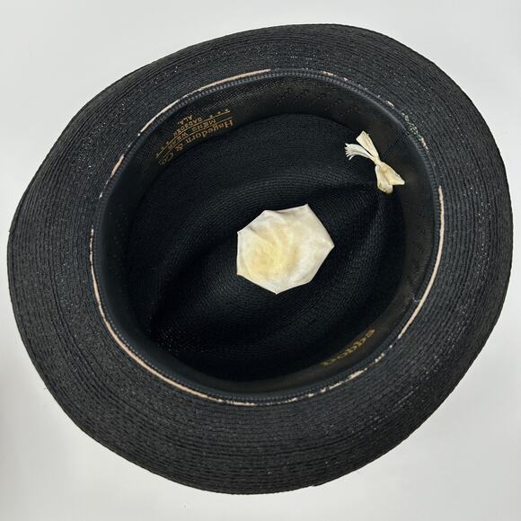 Vintage Dobbs Straw Fedora Hat Mens Size 6 1/2 Brown Ribbon Bow Hagedorn & Co - Picture 6 of 14